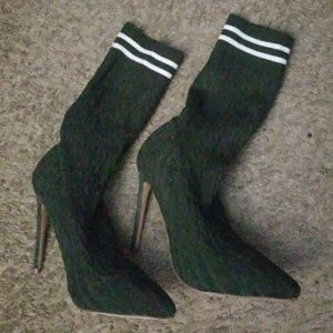 olive green tube sock heels